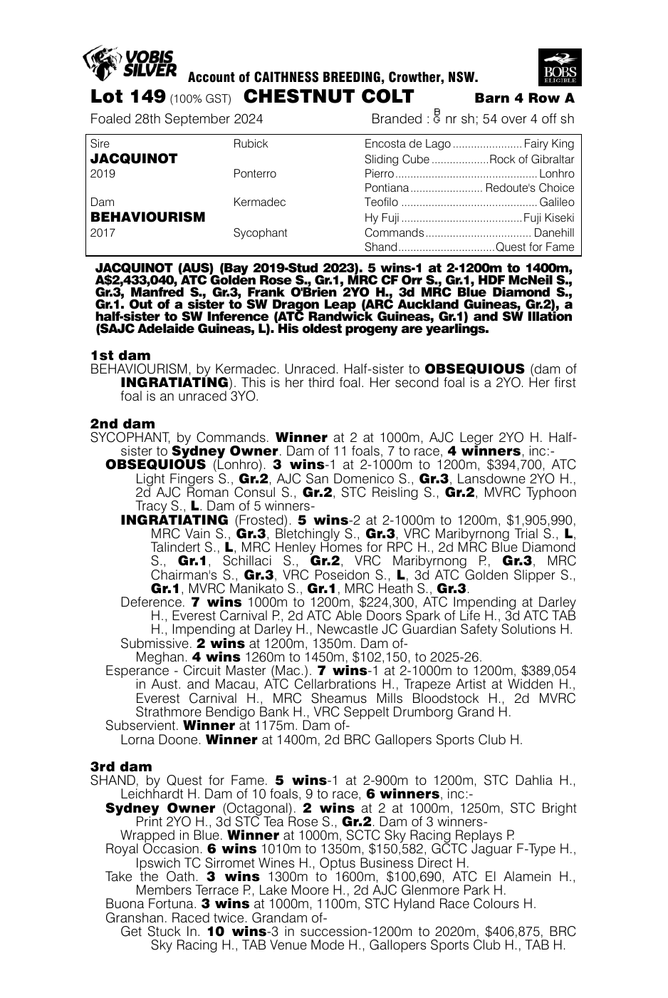 Pedigree - Lot 149
