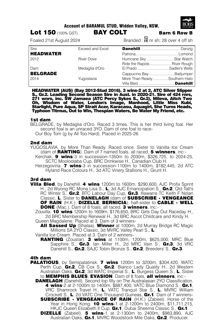 Pedigree - Lot 150