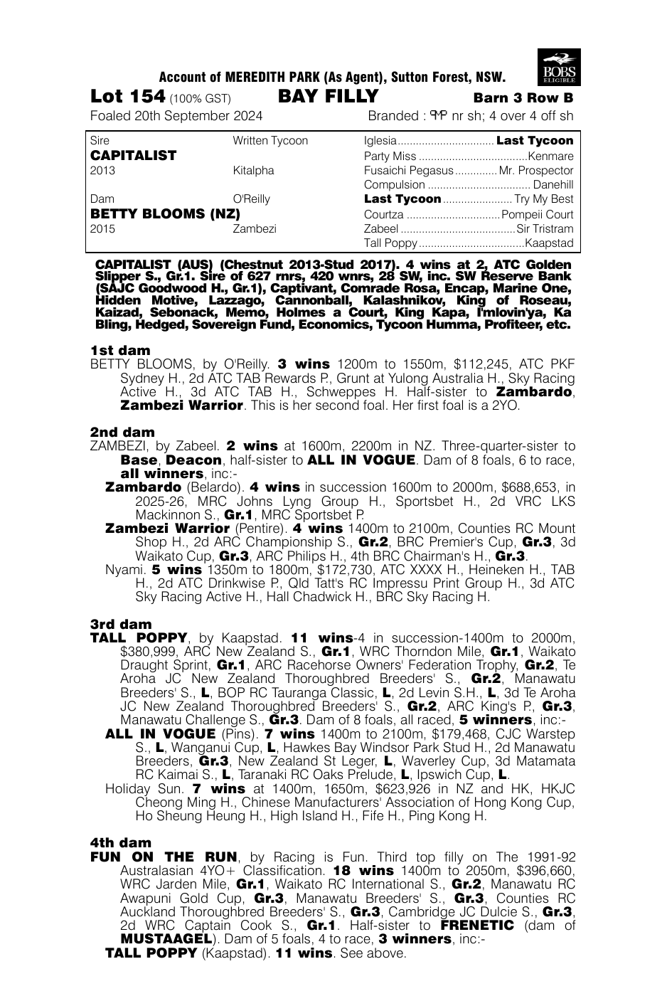 Pedigree - Lot 154