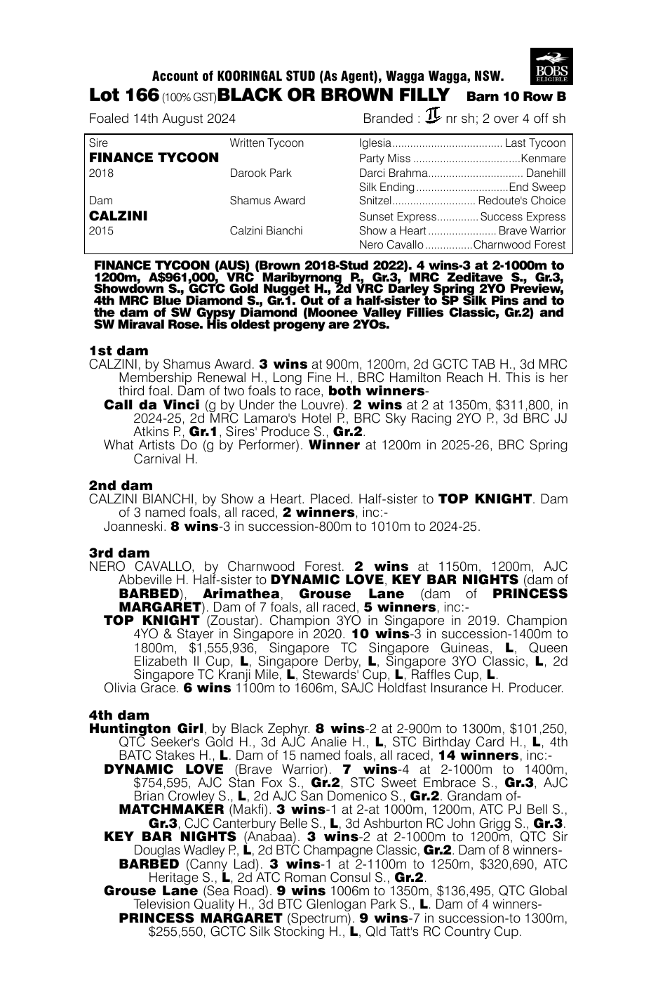Pedigree - Lot 166