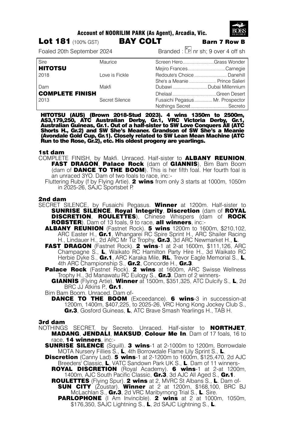Pedigree - Lot 181