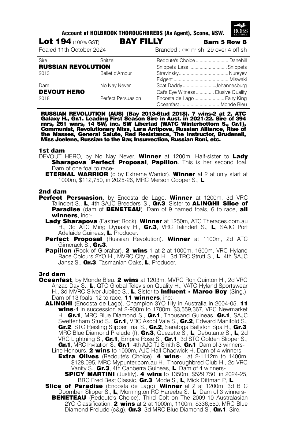 Pedigree - Lot 194