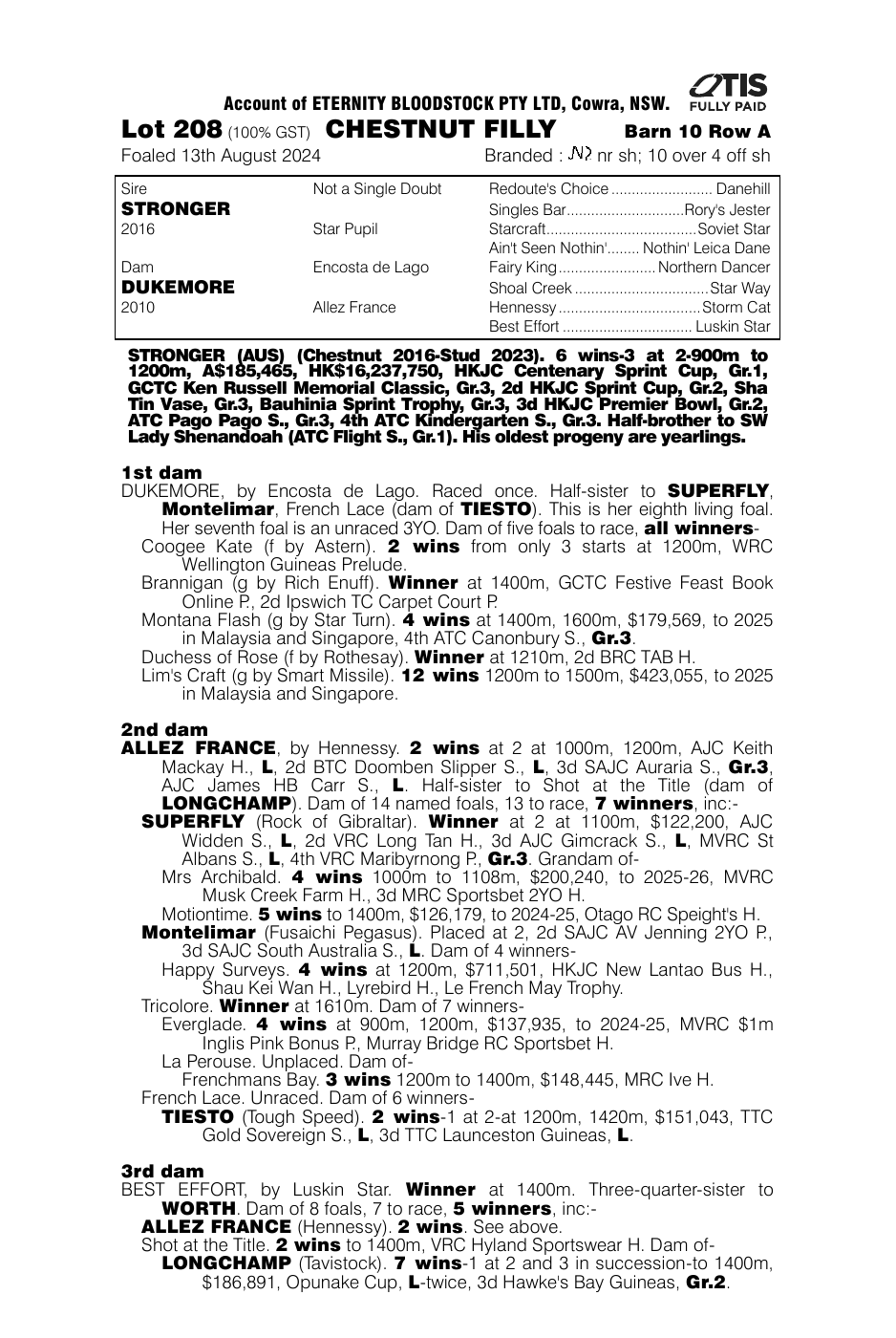 Pedigree - Lot 208