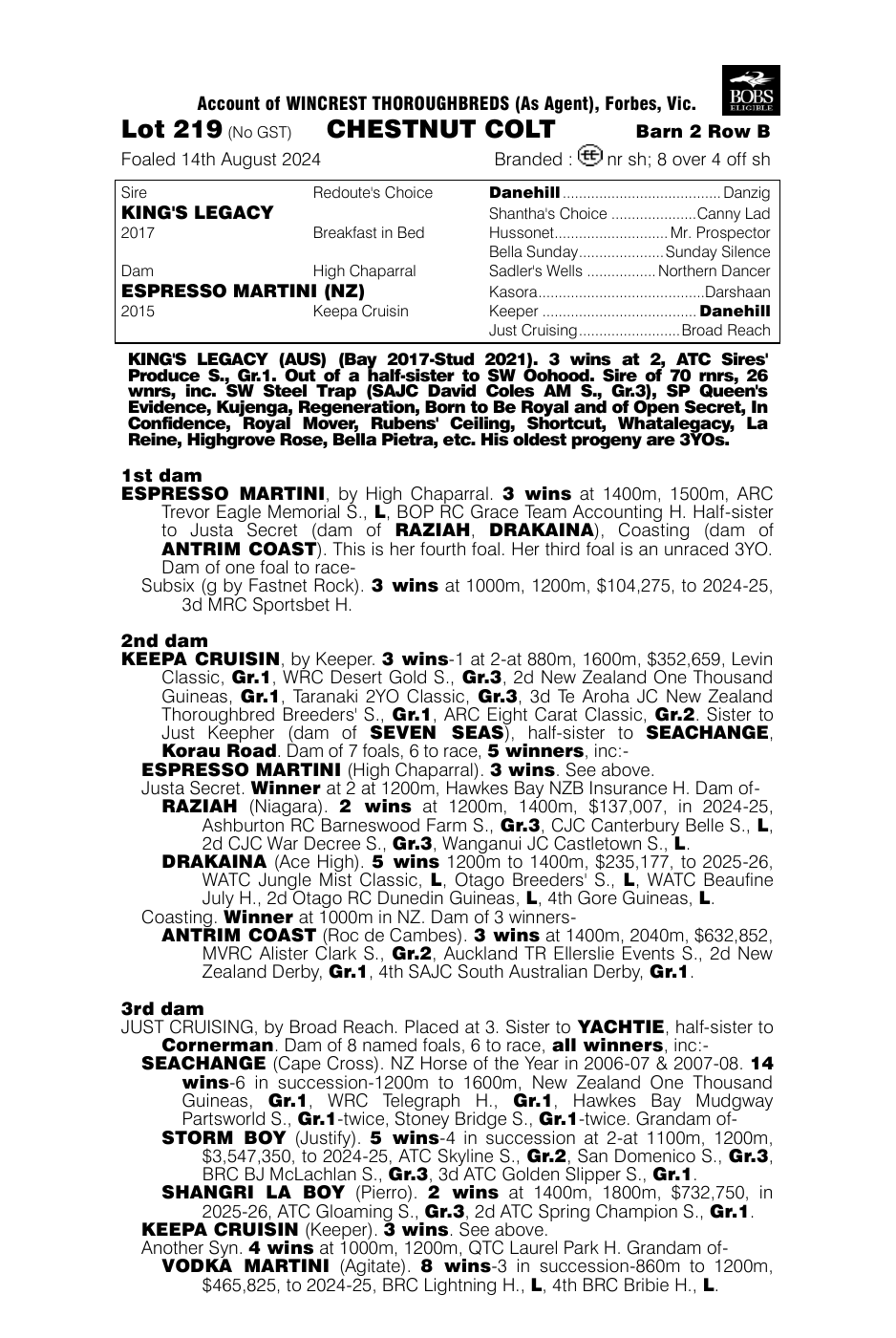 Pedigree - Lot 219