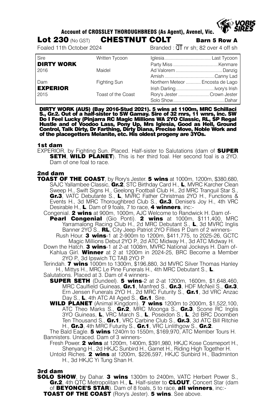 Pedigree - Lot 230