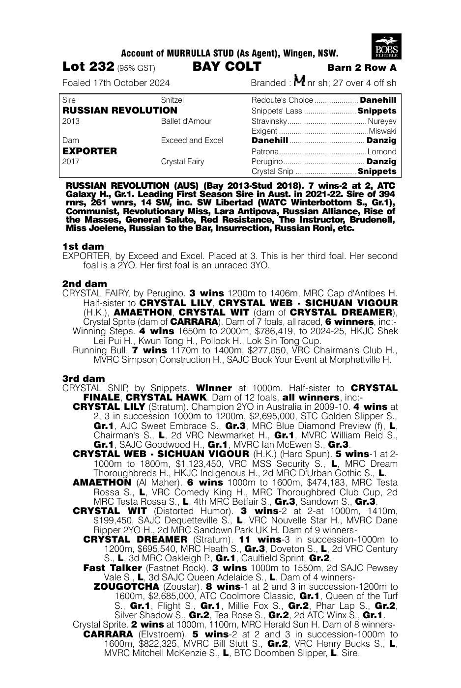 Pedigree - Lot 232