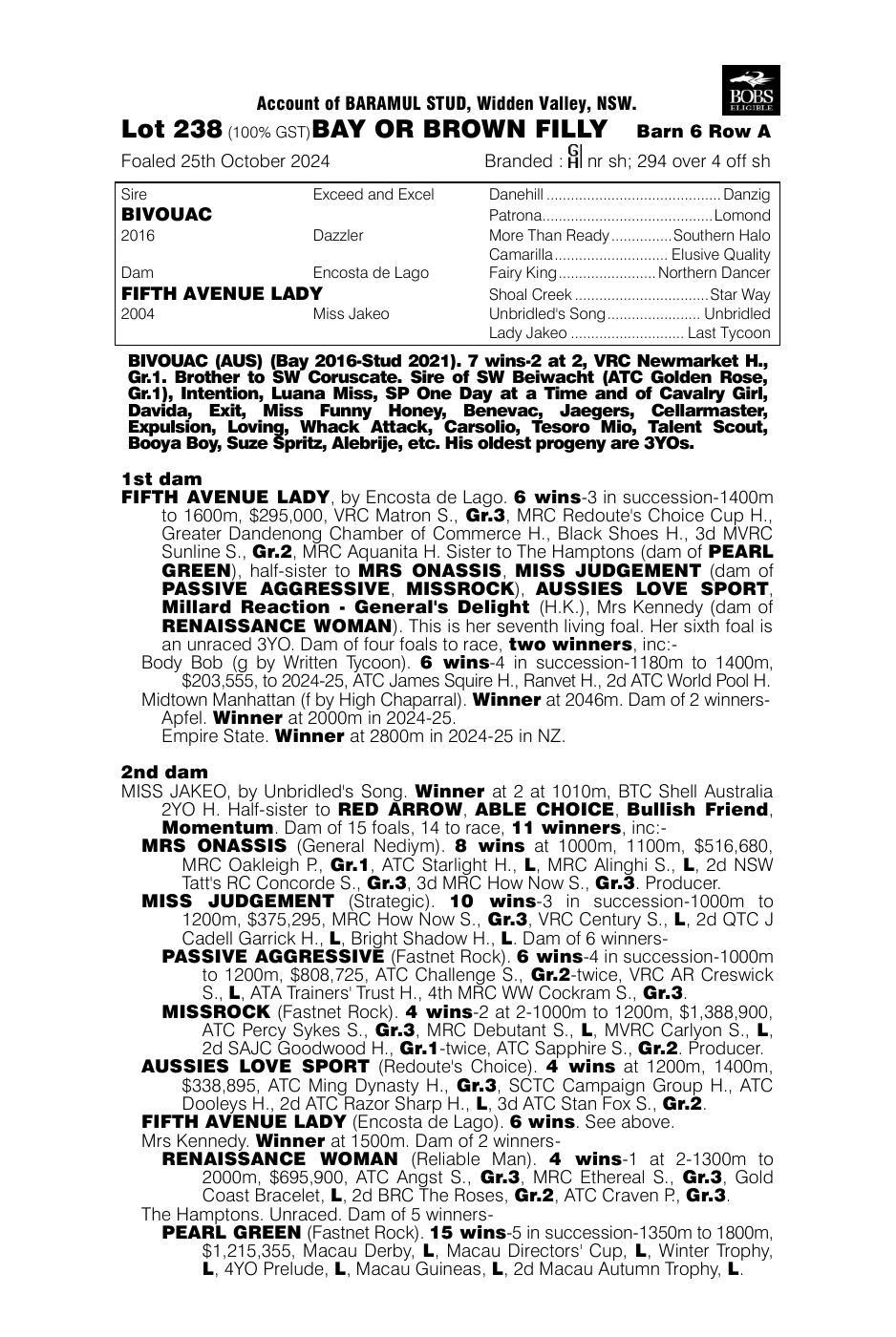 Pedigree - Lot 238