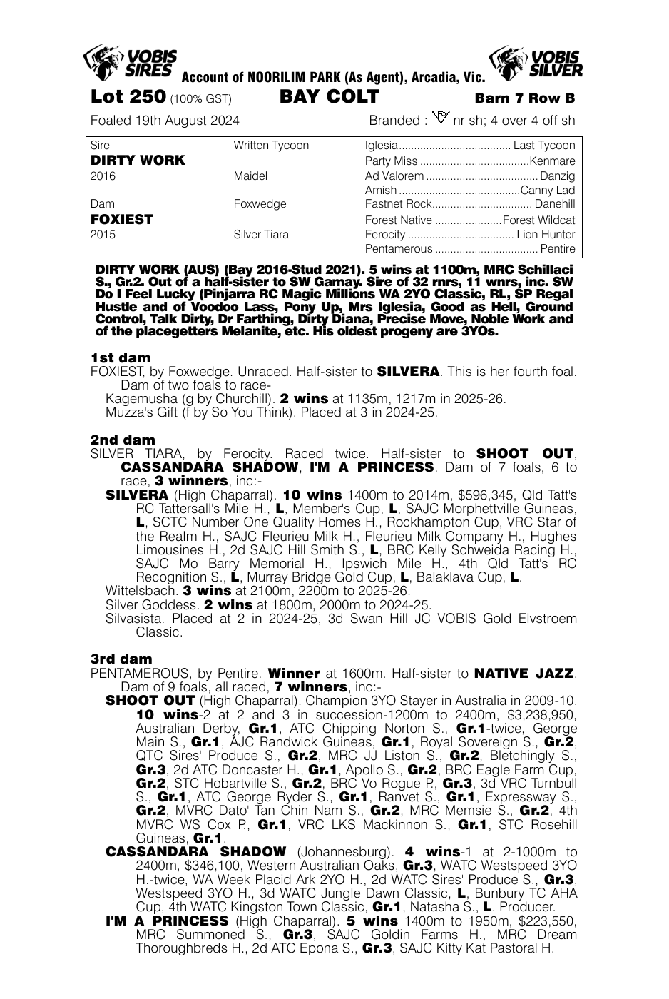 Pedigree - Lot 250