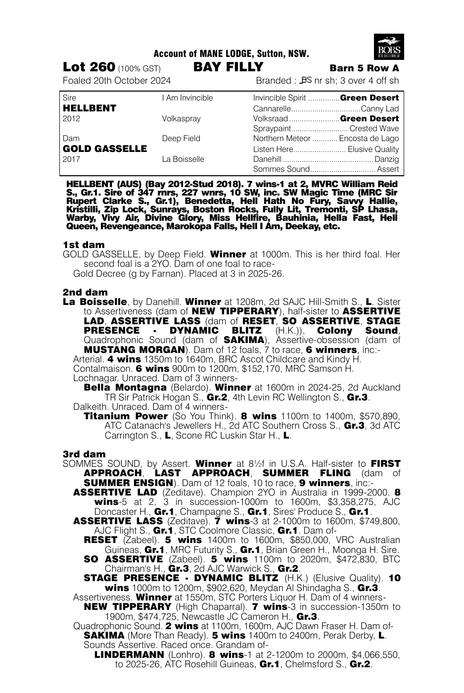 Pedigree - Lot 260