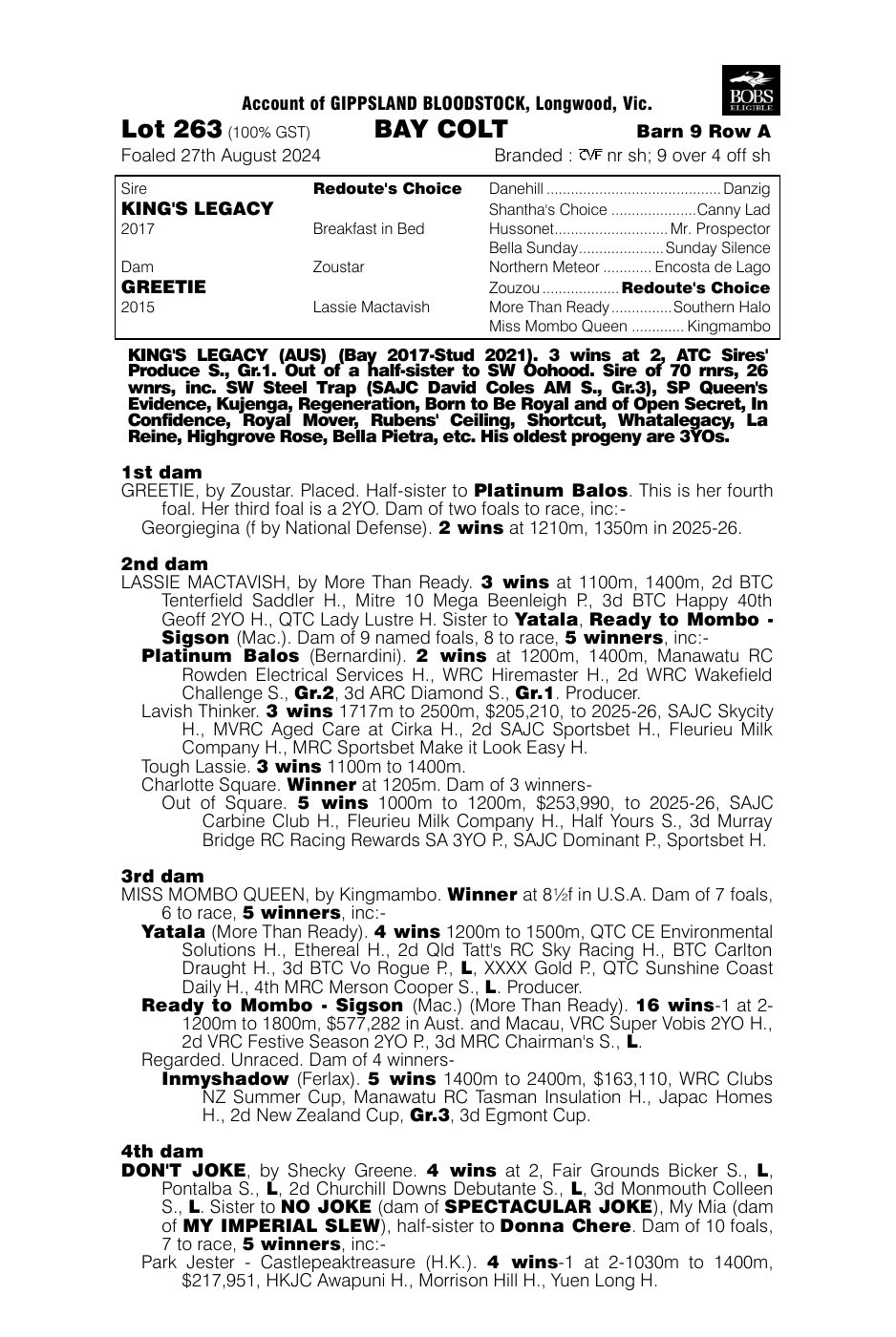 Pedigree - Lot 263