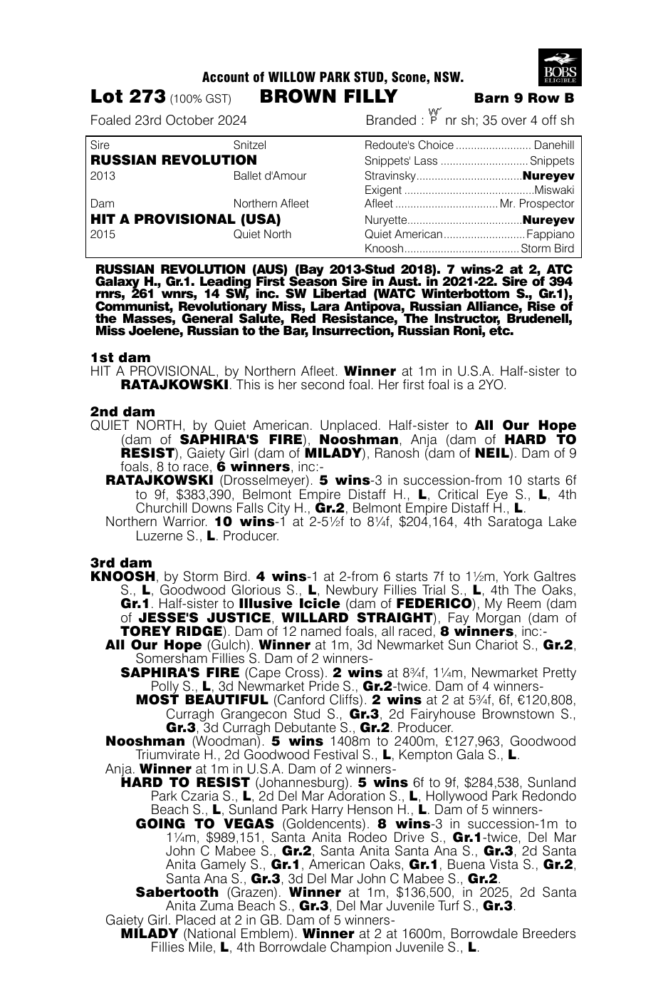 Pedigree - Lot 273