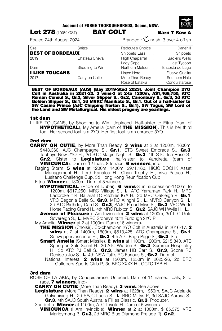 Pedigree - Lot 278