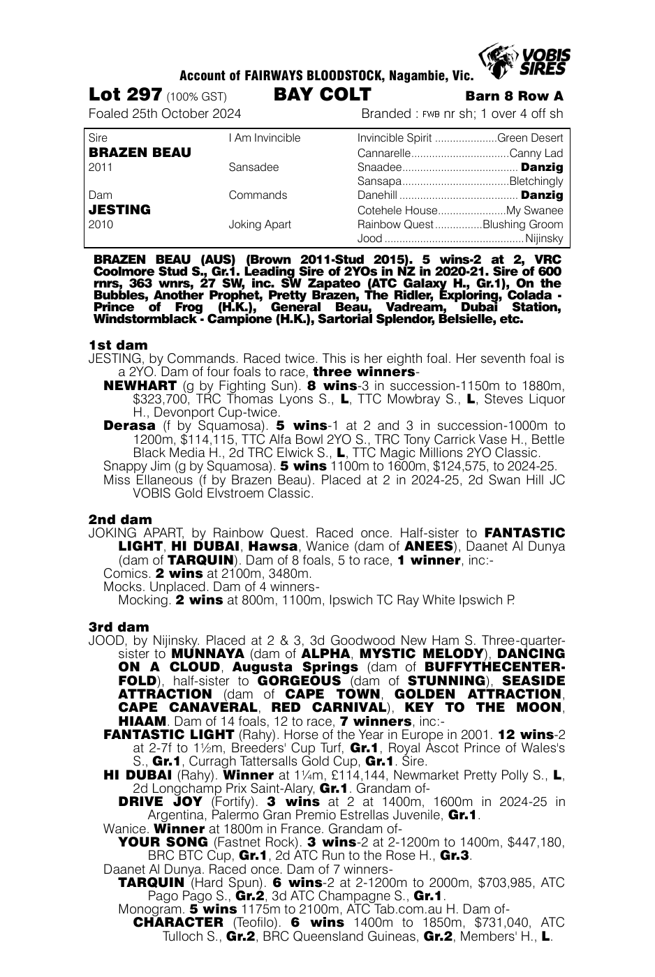 Pedigree - Lot 297