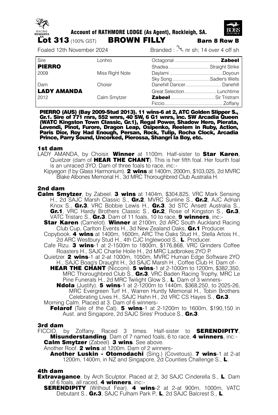 Pedigree - Lot 313