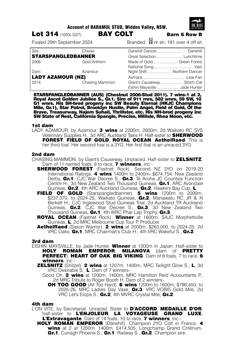 Pedigree - Lot 314