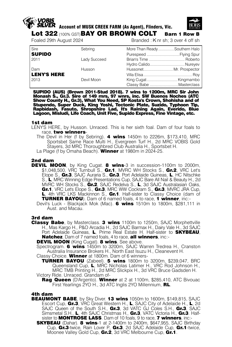 Pedigree - Lot 322
