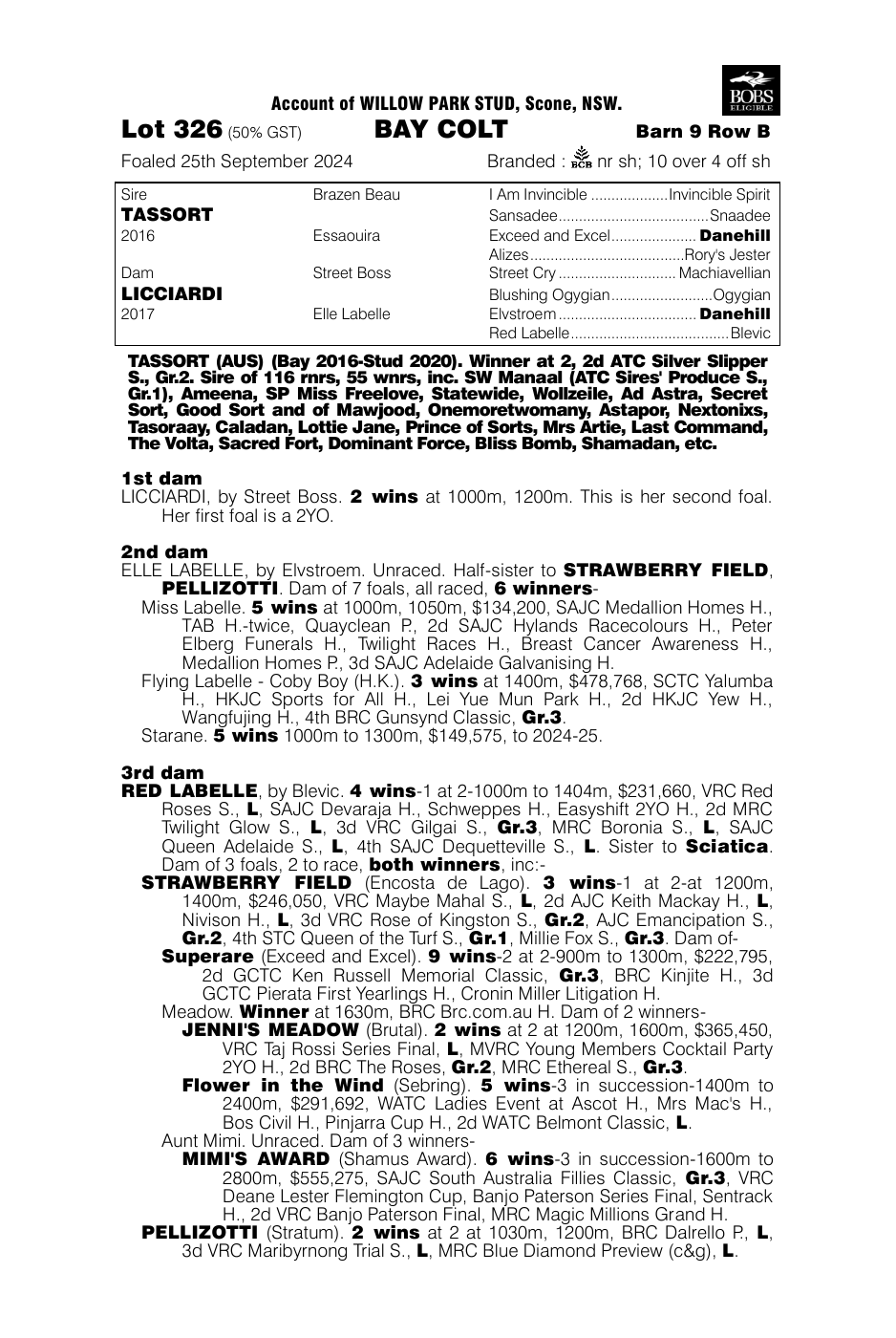 Pedigree - Lot 326