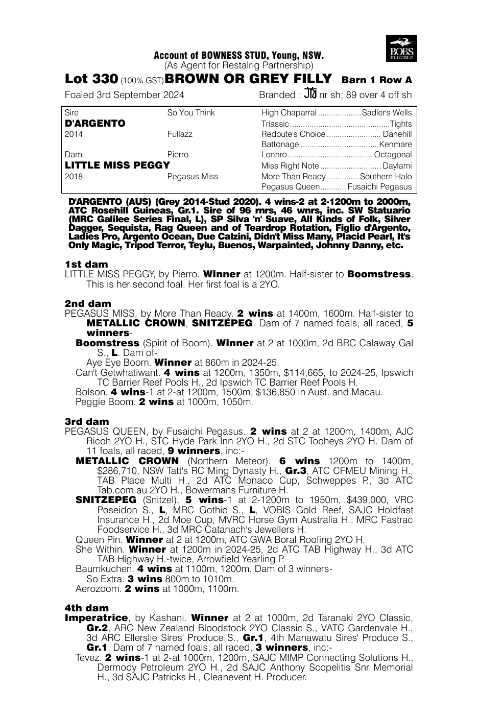 Pedigree - Lot 330
