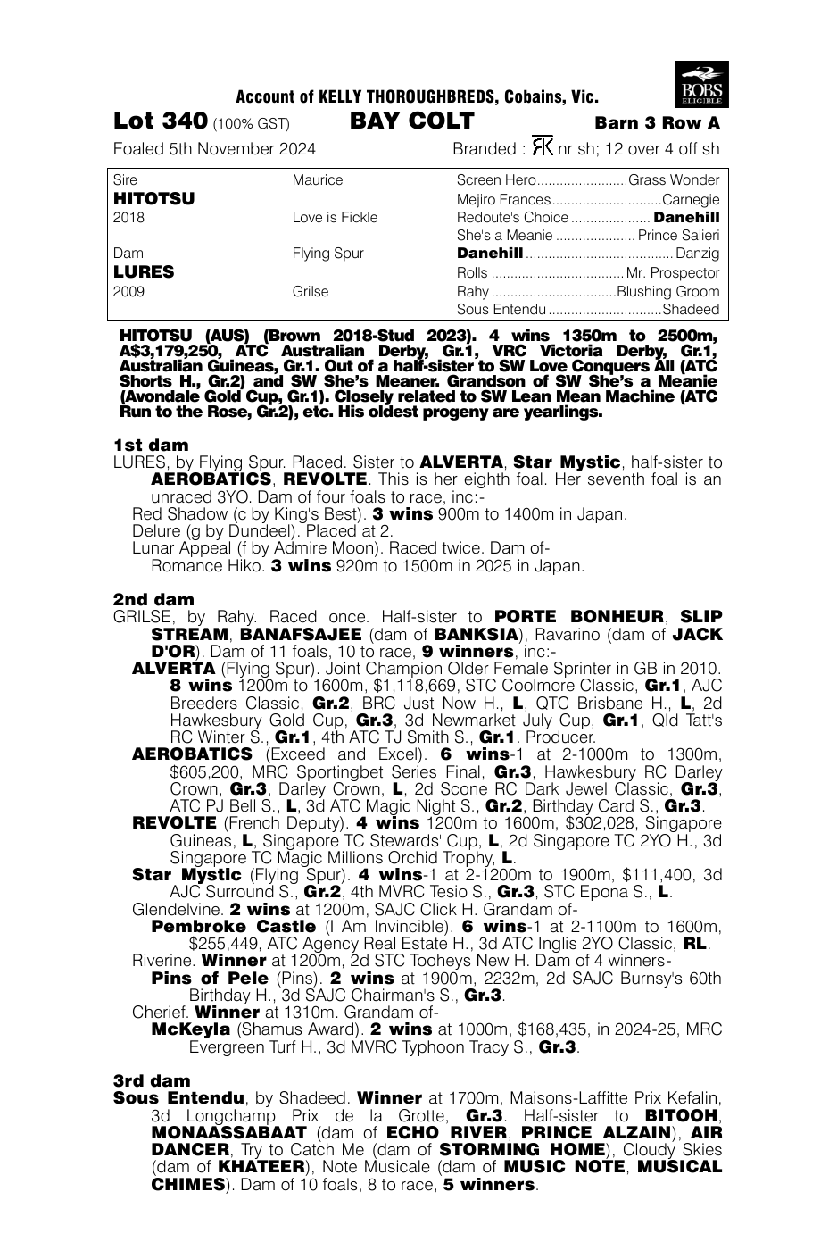 Pedigree - Lot 340