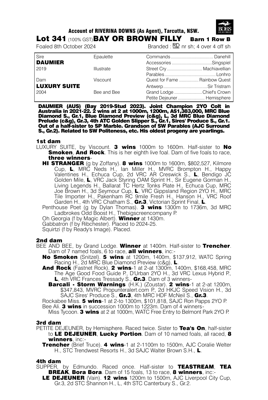 Pedigree - Lot 341