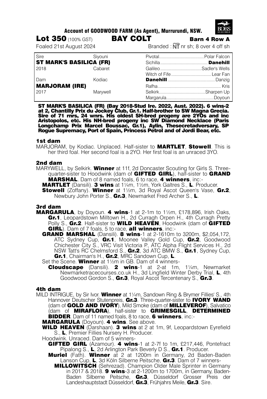 Pedigree - Lot 350