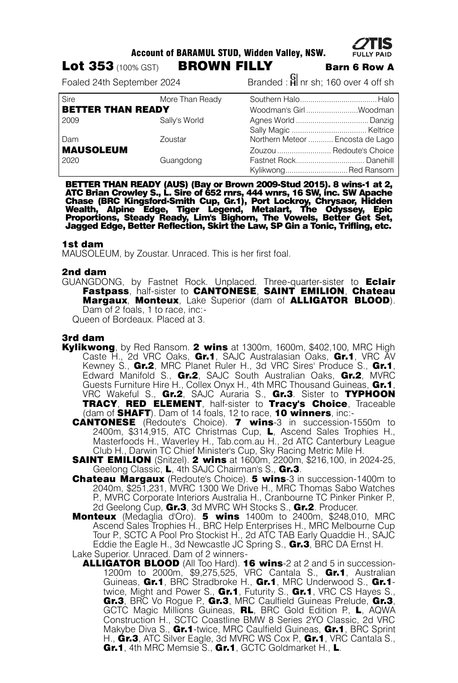 Pedigree - Lot 353