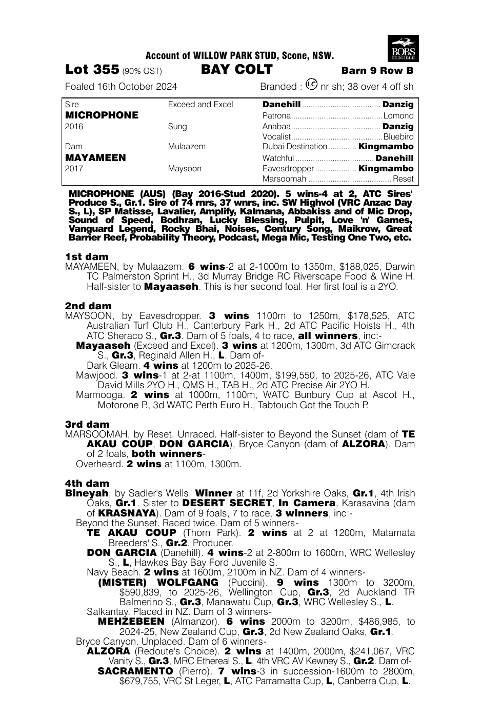 Pedigree - Lot 355