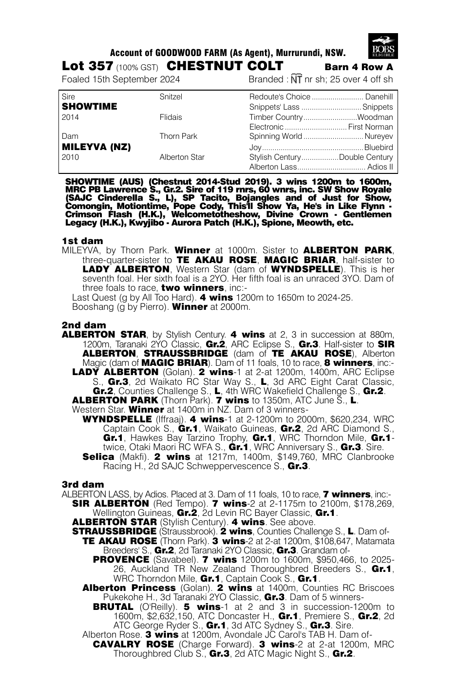 Pedigree - Lot 357