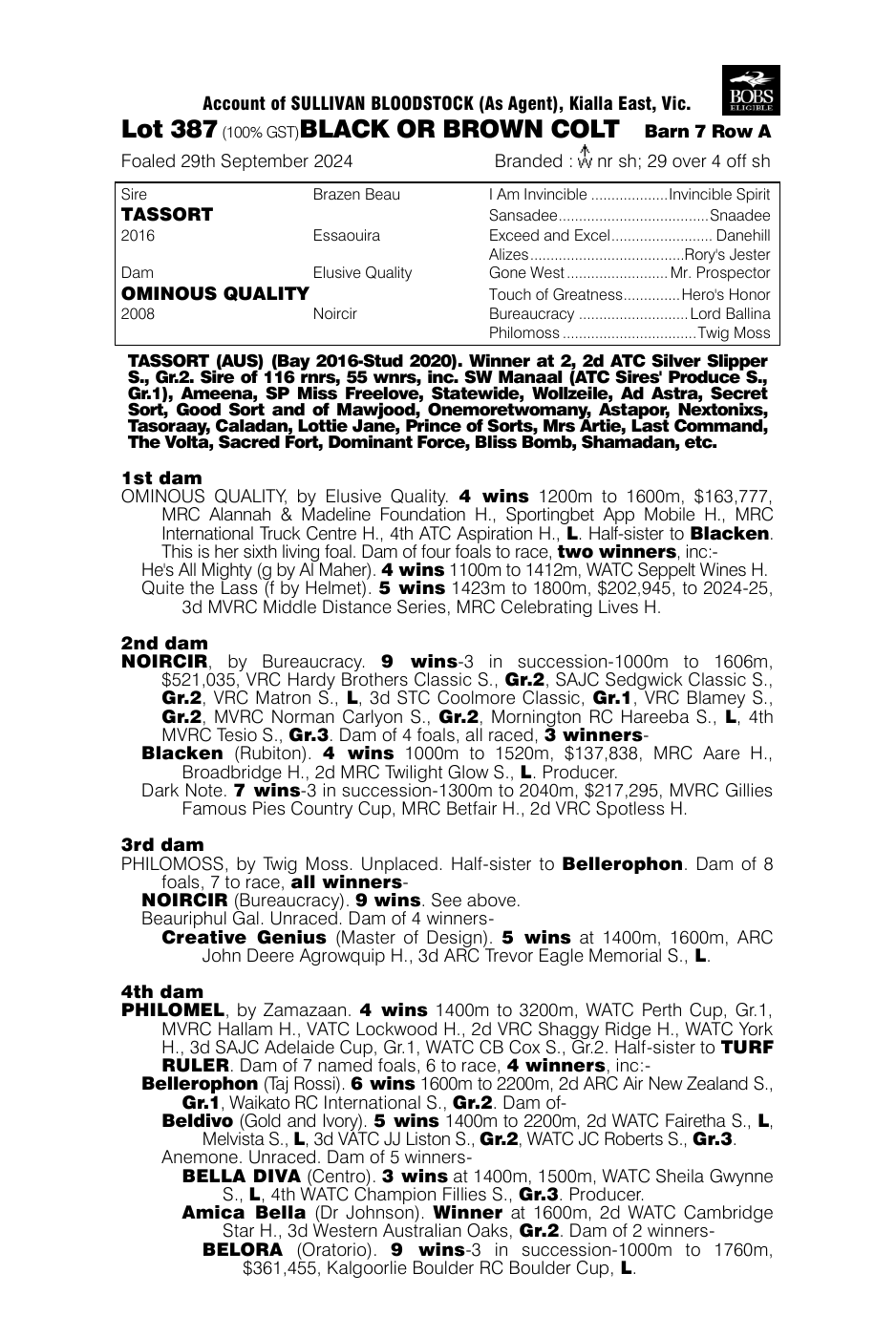 Pedigree - Lot 387