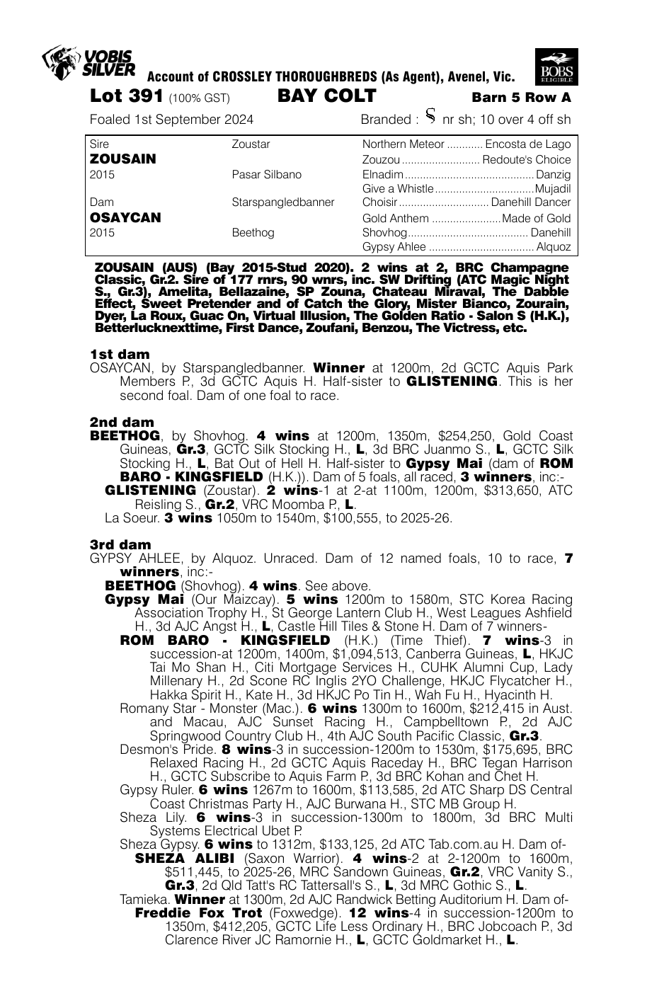 Pedigree - Lot 391