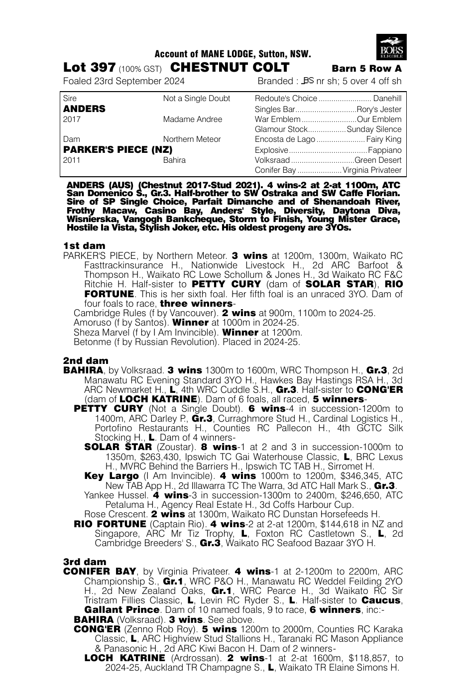 Pedigree - Lot 397