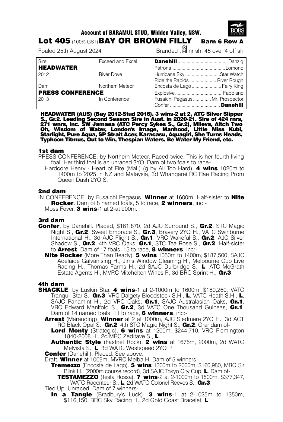 Pedigree - Lot 405