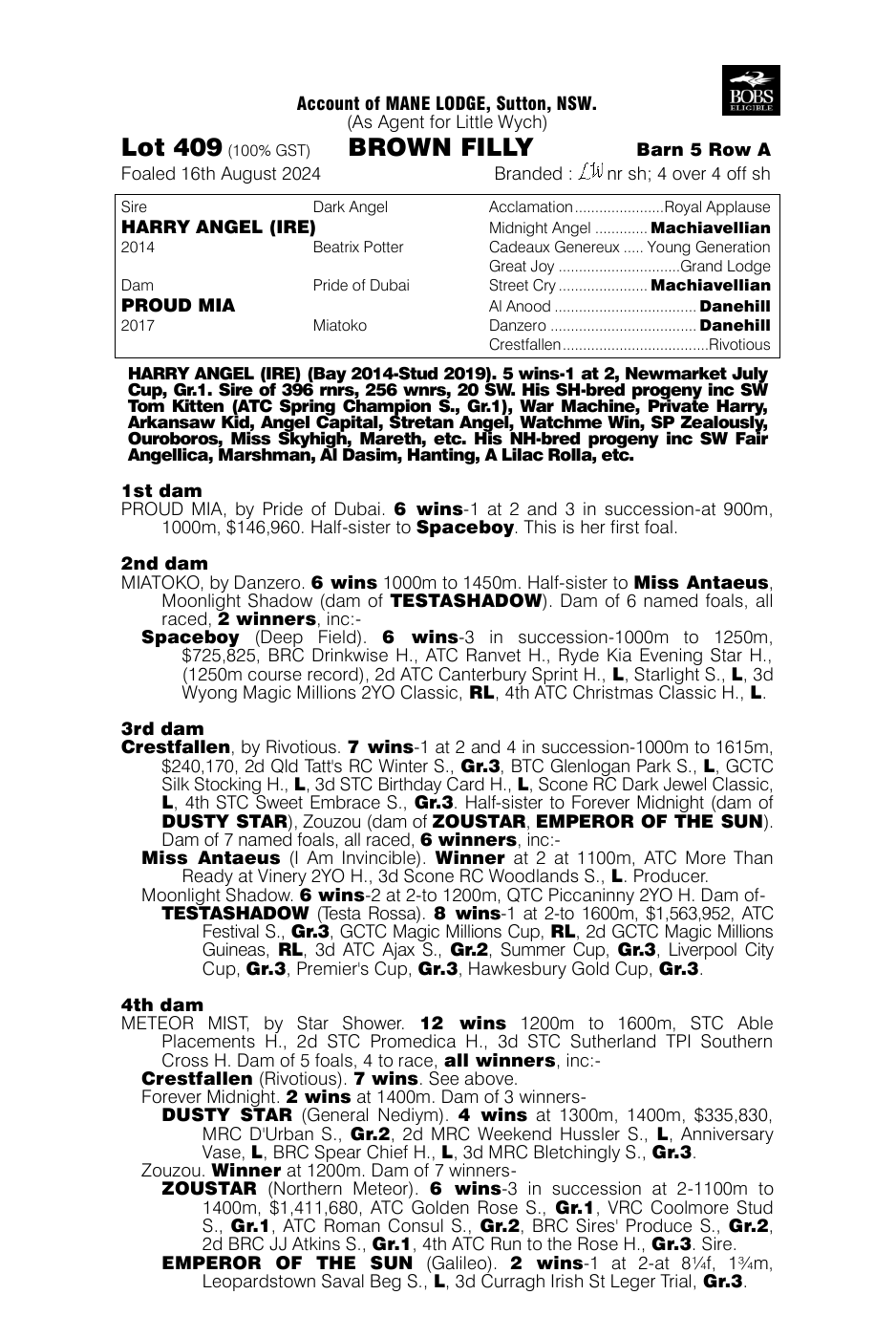 Pedigree - Lot 409