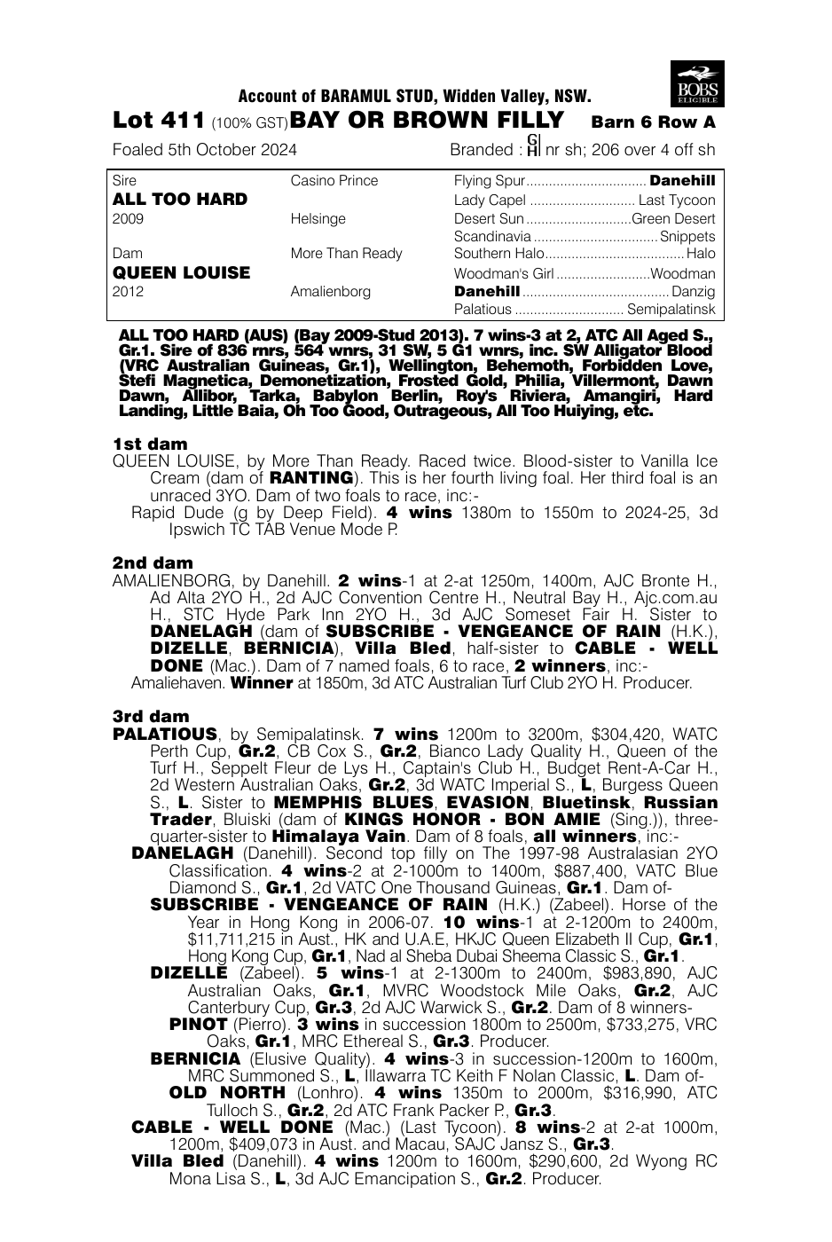 Pedigree - Lot 411