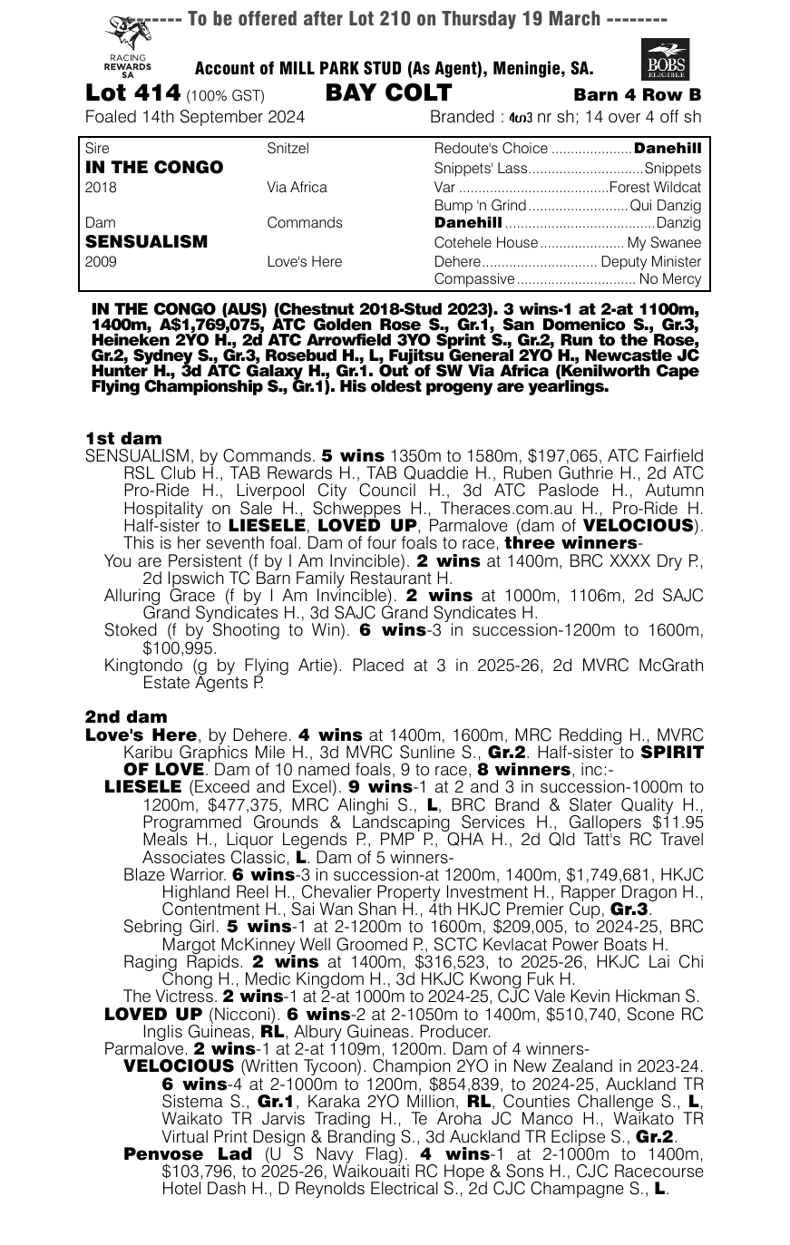 Pedigree - Lot 414