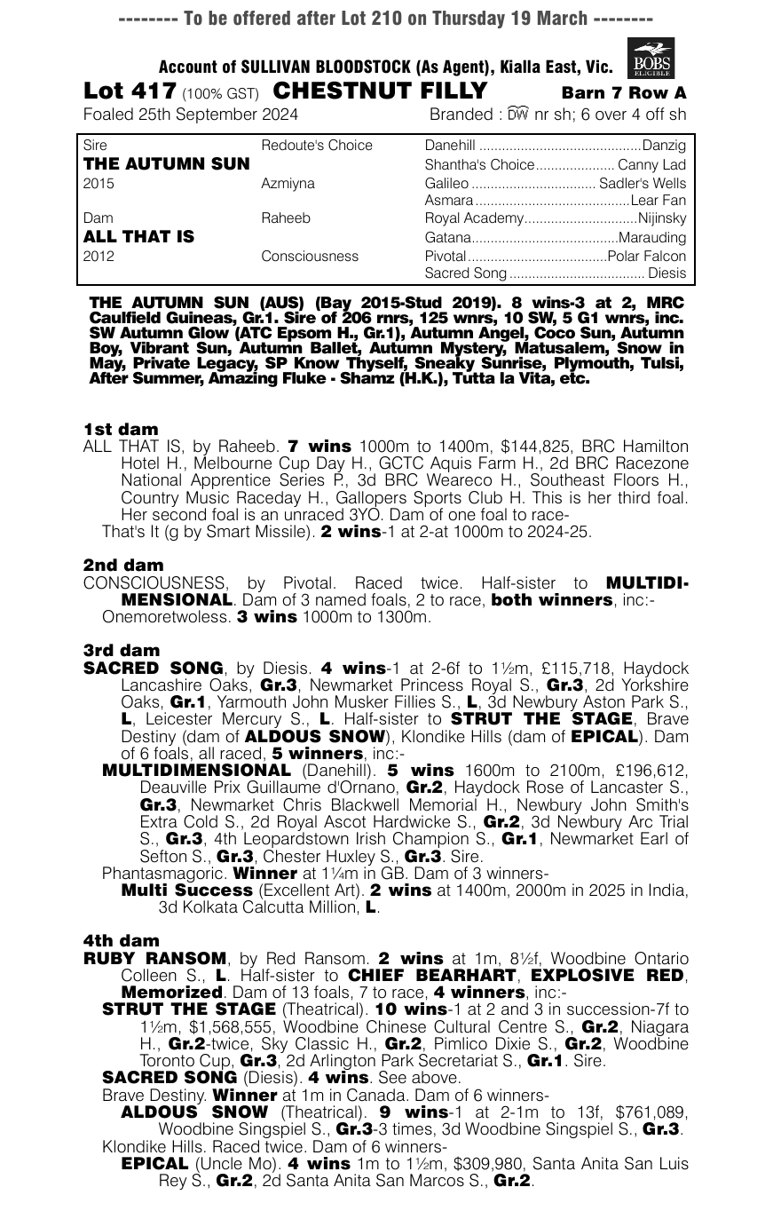 Pedigree - Lot 417