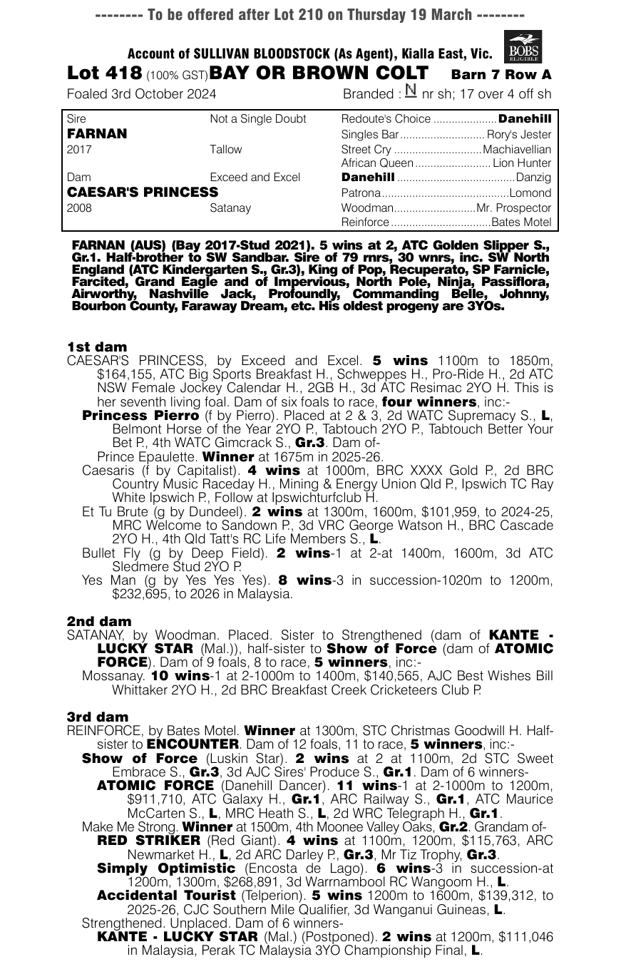 Pedigree - Lot 418