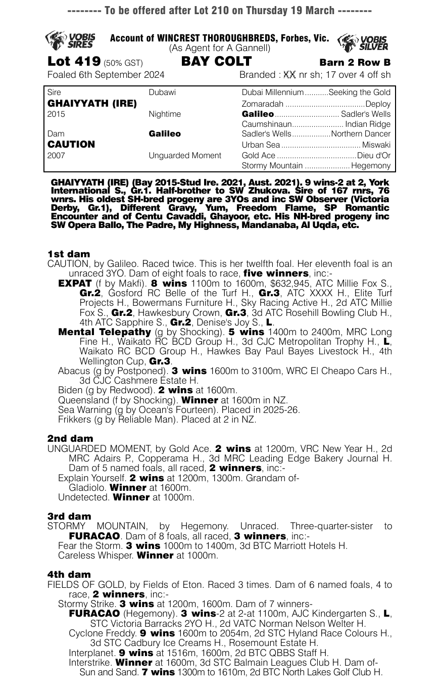 Pedigree - Lot 419