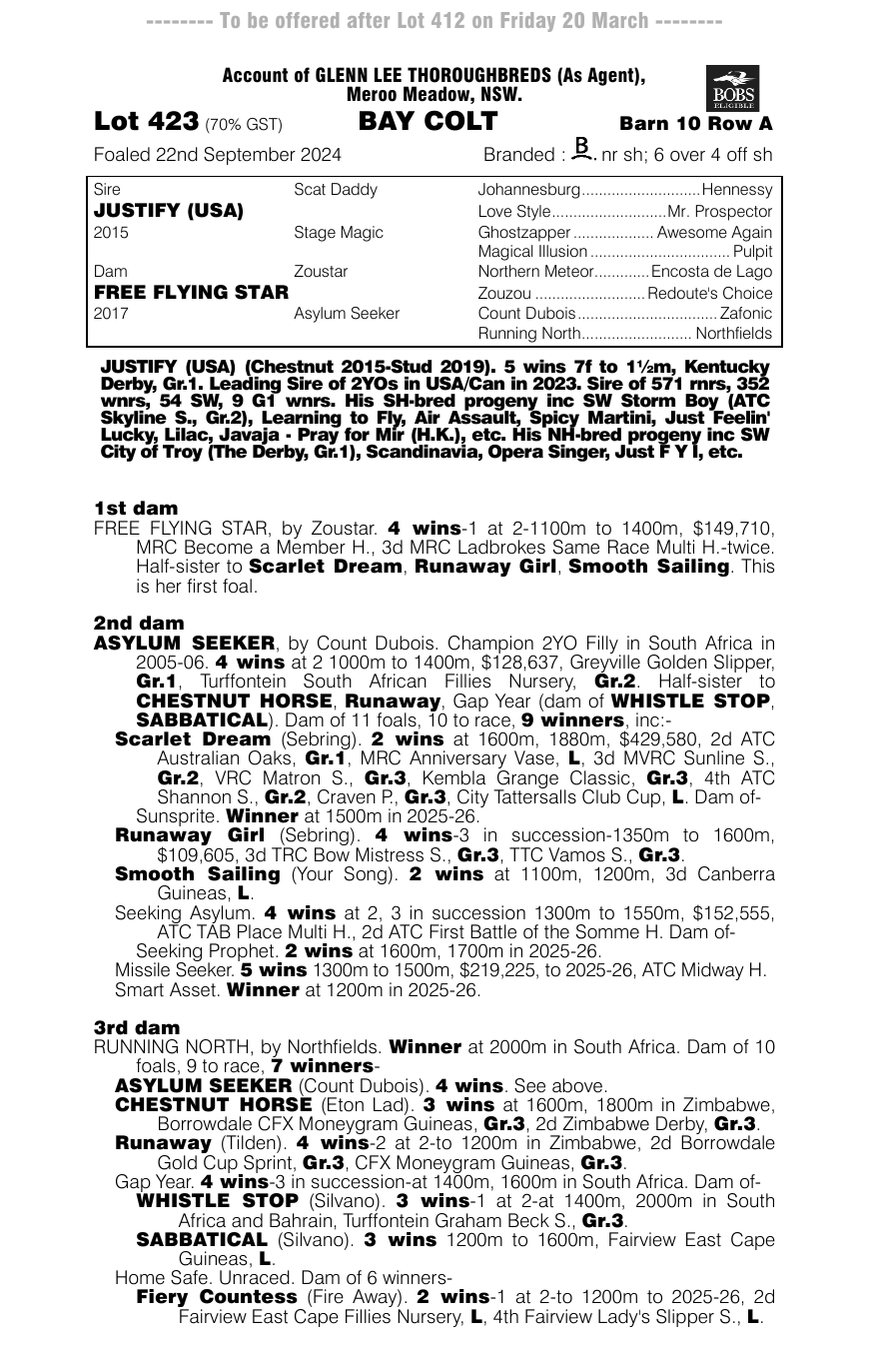 Pedigree - Lot 423