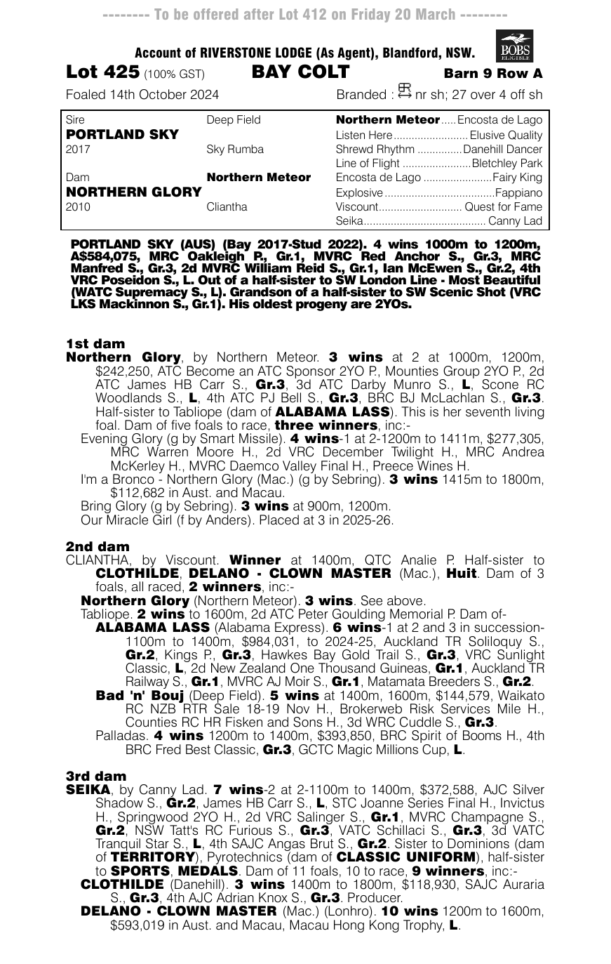 Pedigree - Lot 425