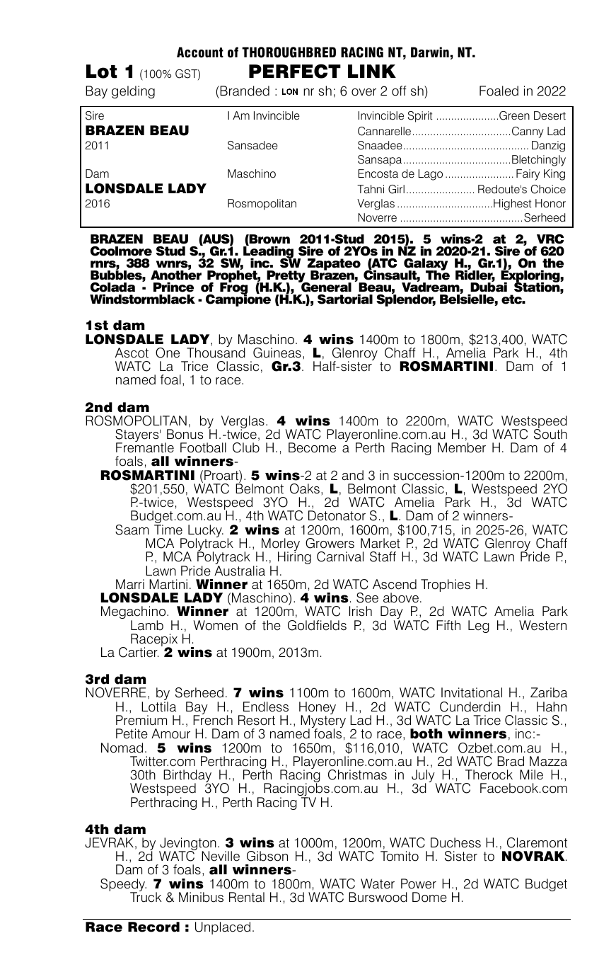 Pedigree - Lot 1