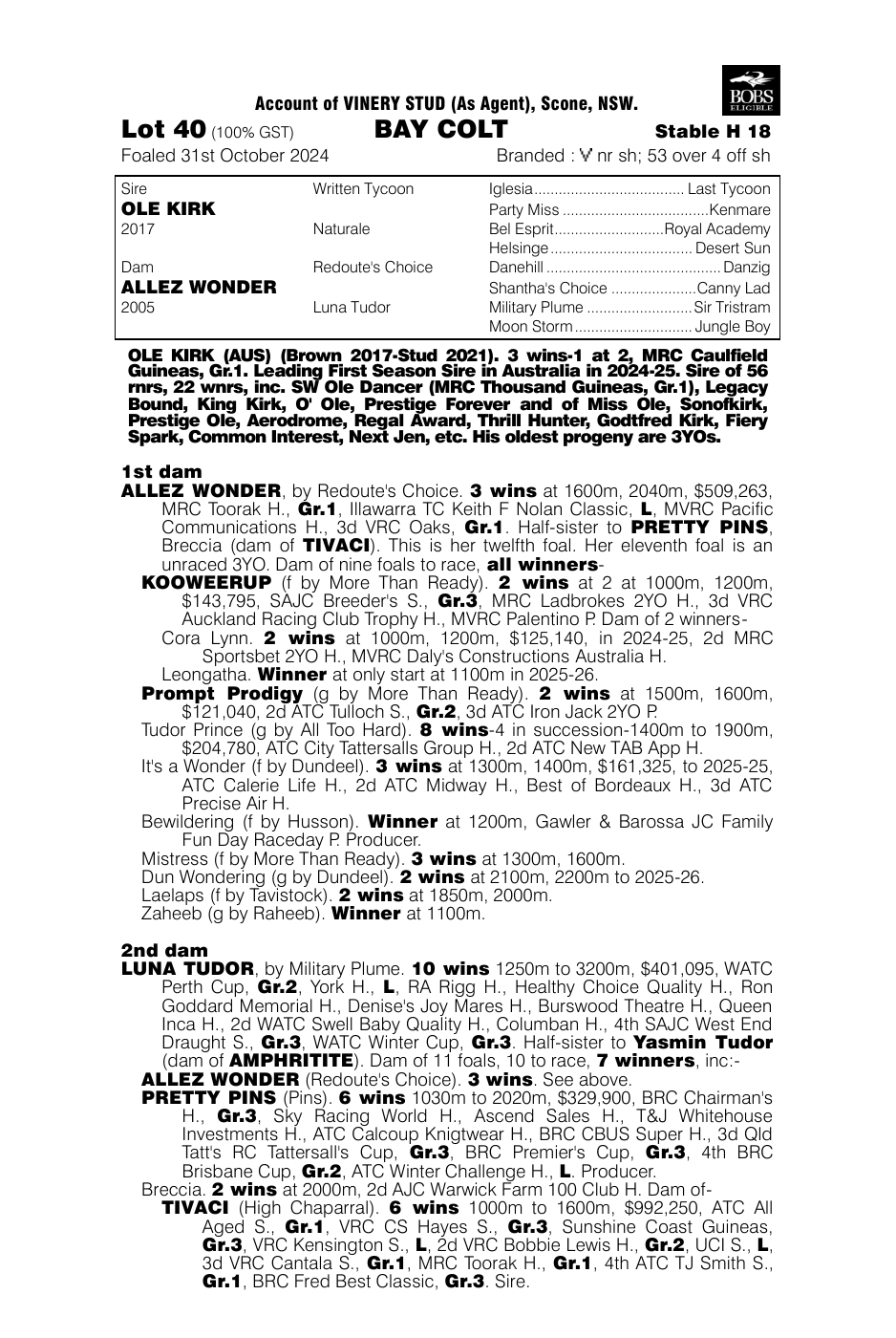 Pedigree - Lot 40