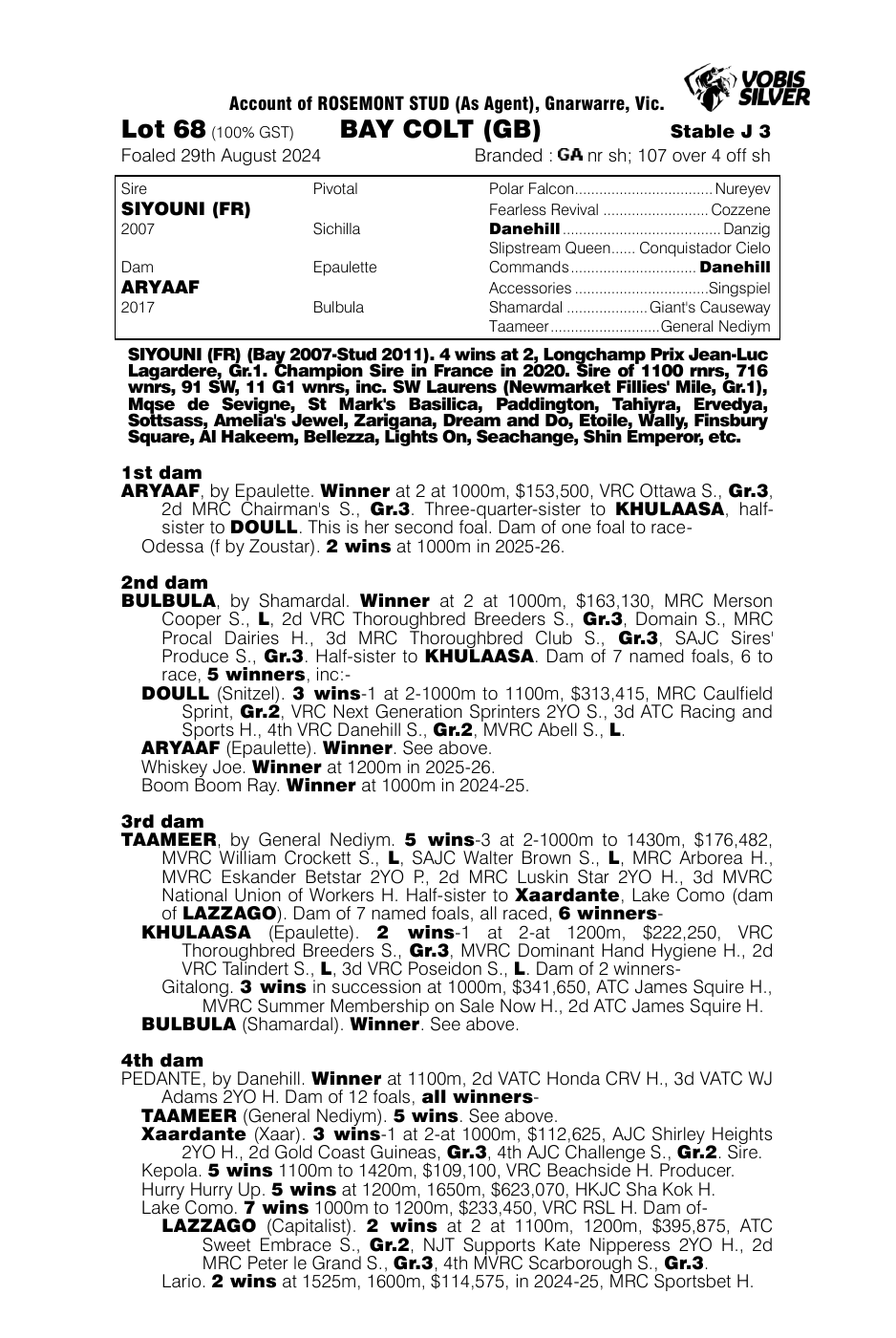 Pedigree - Lot 68
