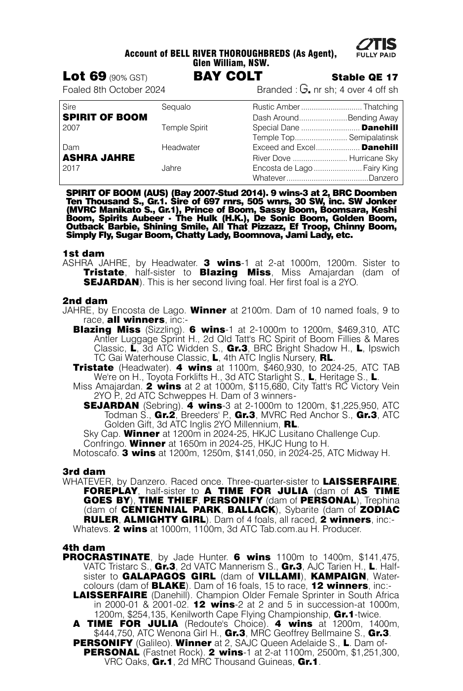 Pedigree - Lot 69