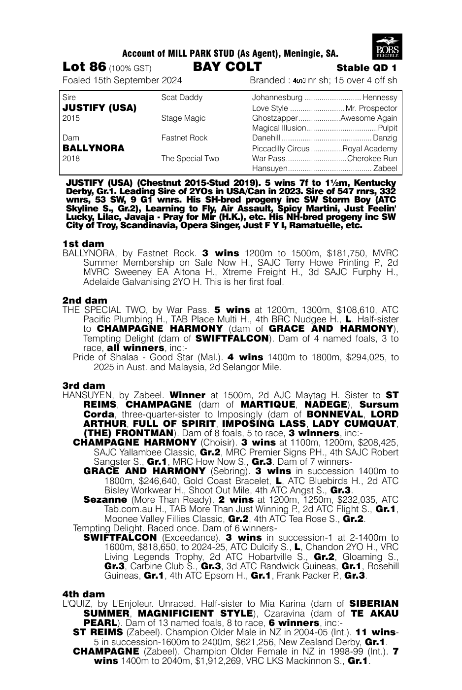 Pedigree - Lot 86