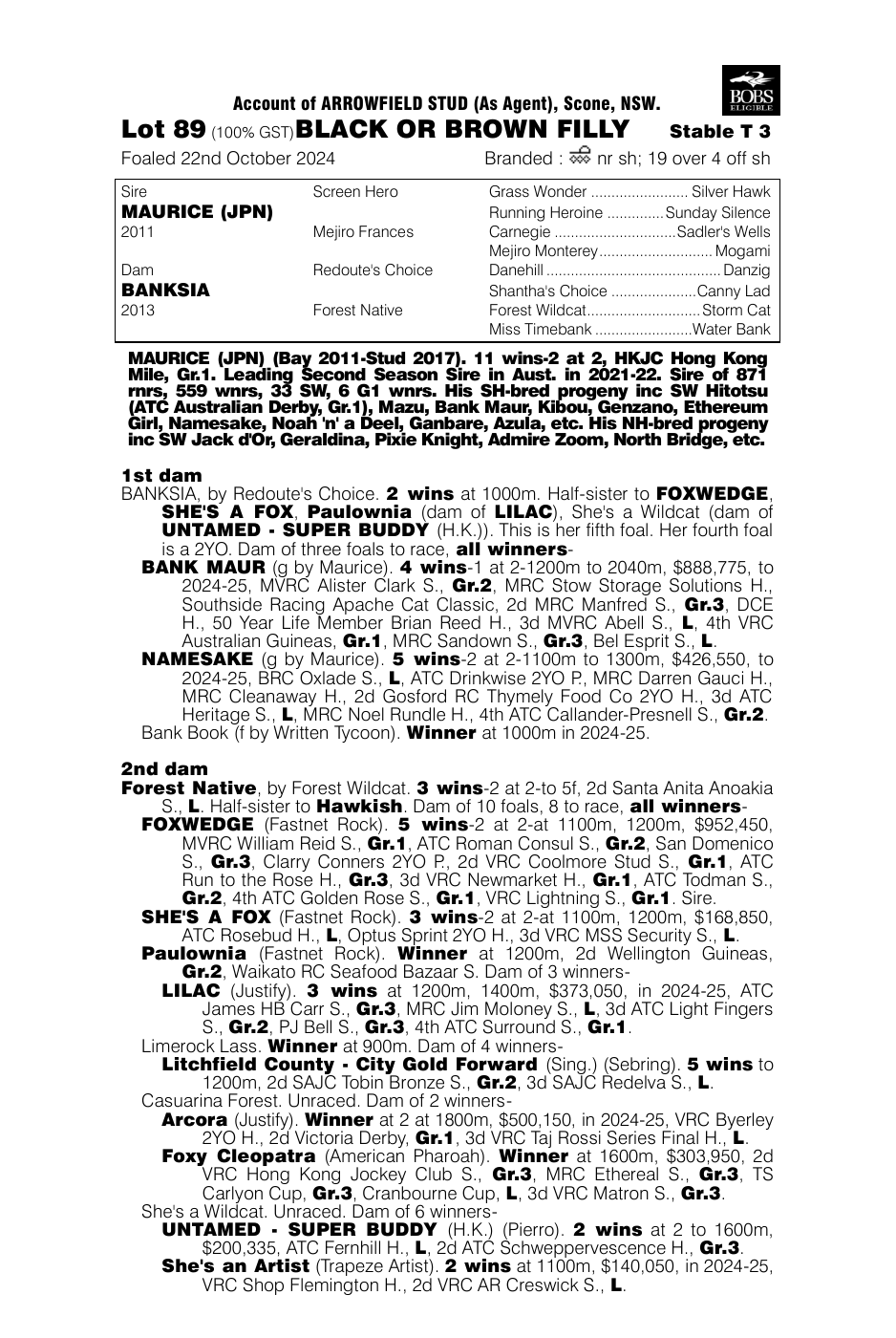 Pedigree - Lot 89