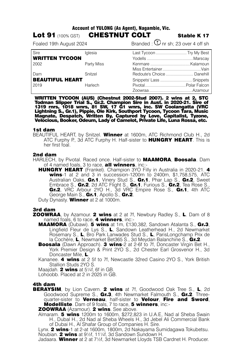 Pedigree - Lot 91