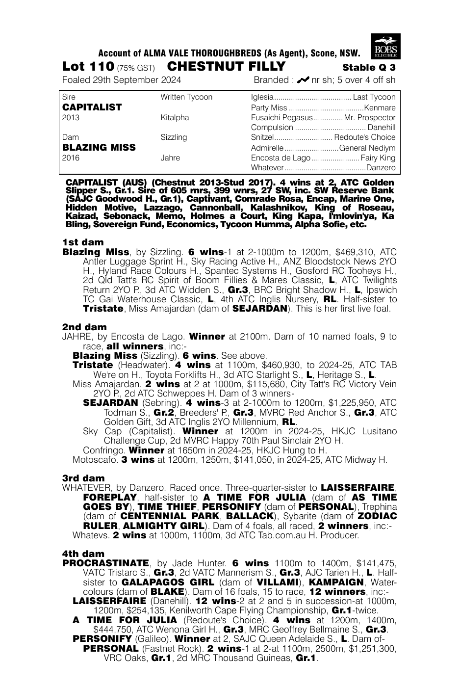 Pedigree - Lot 110