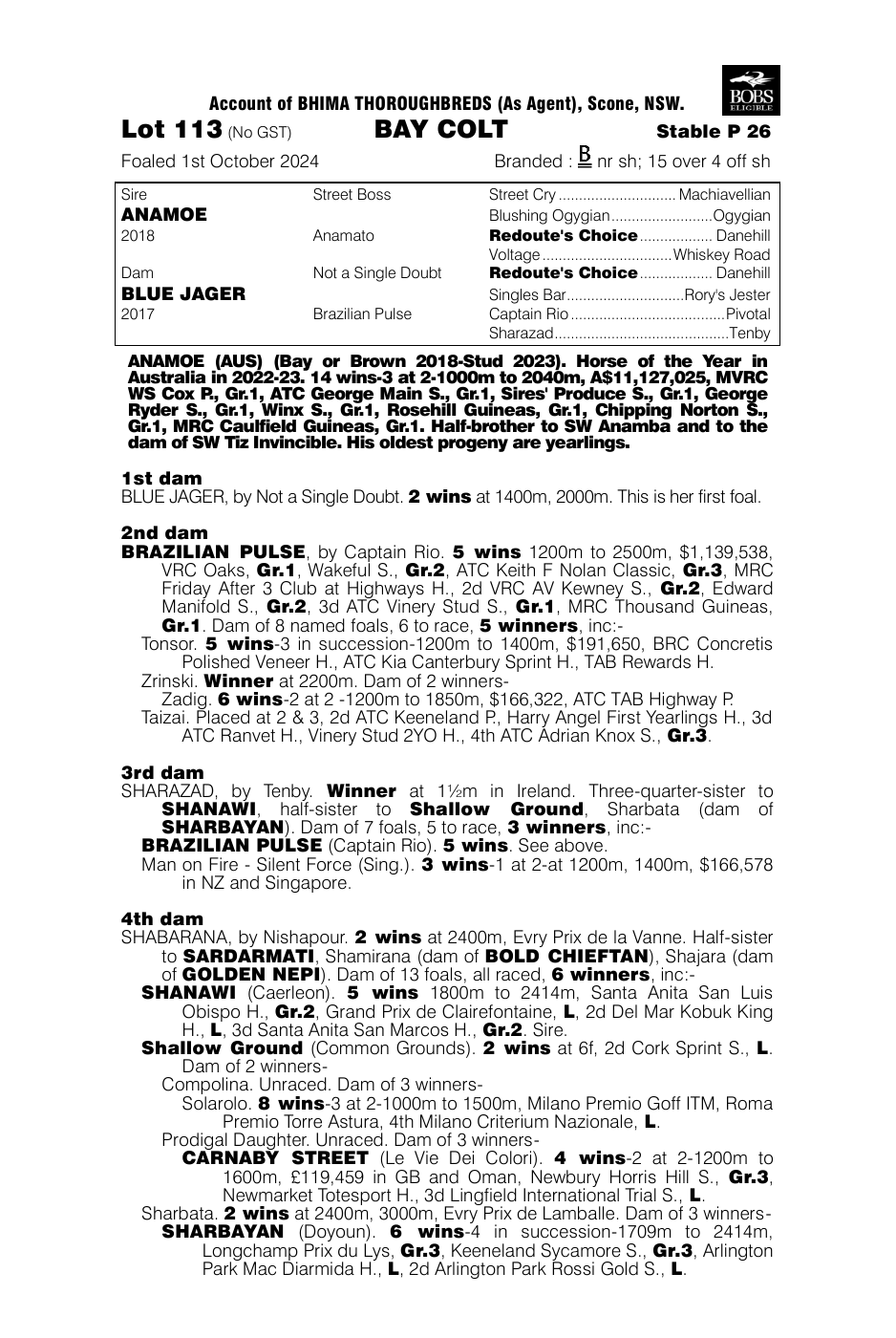 Pedigree - Lot 113