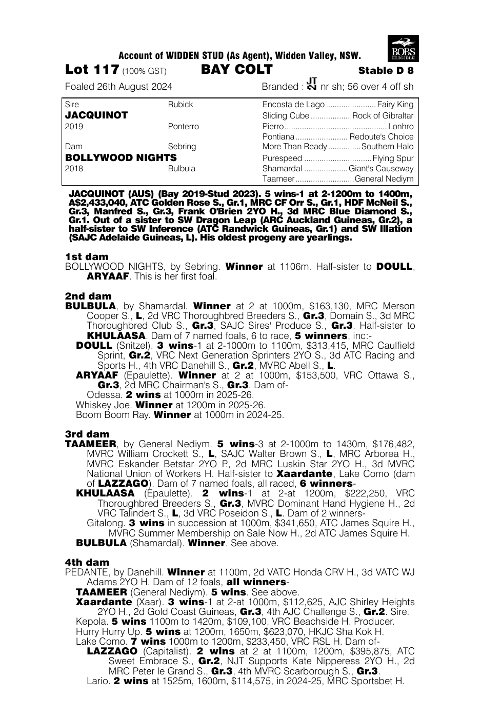 Pedigree - Lot 117